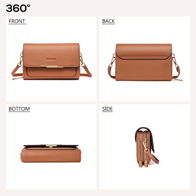 Roulens Small Crossbody Bag for Women,Cell Phone Purse Women's Shoulder Handbags Wallet Purse with Credit Card Slots - Image 4
